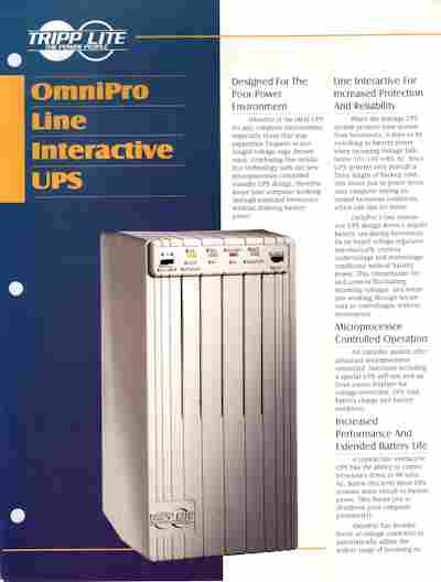 Буклет Tripp Lite OmniPro Line Interactive UPS, 55-1581, Баград.рф